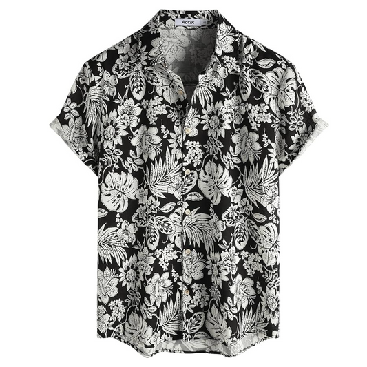 Black Floral Hawaiian Shirt Men's